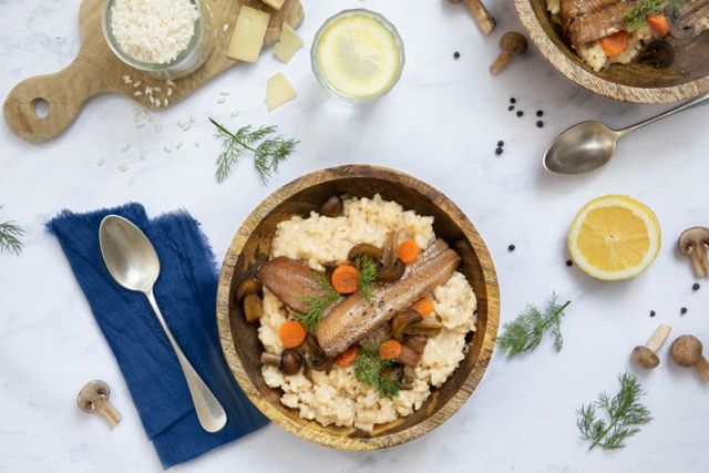 Risotto champignons et harengs fumés au bois de hêtre par le Phare d'Eckmuhl